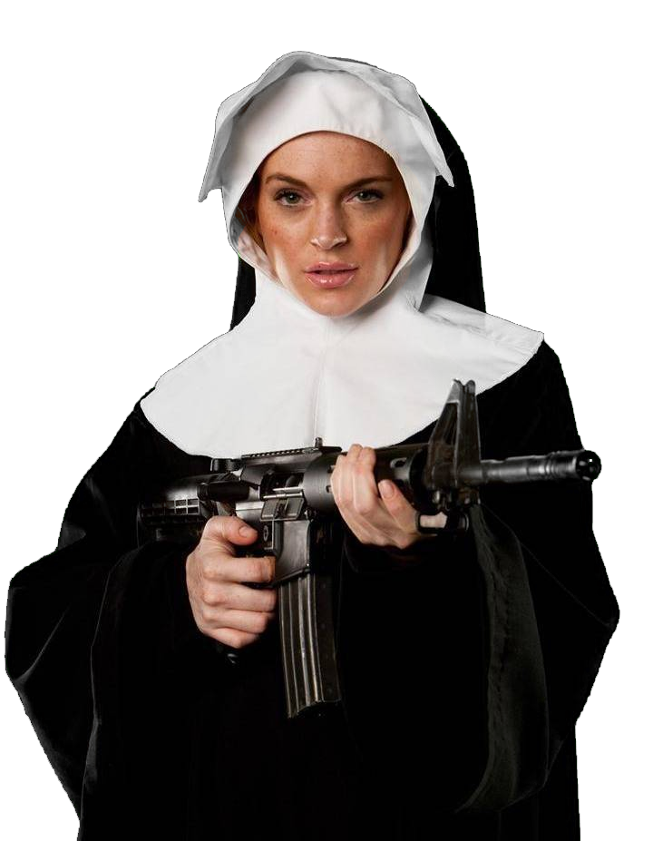 Линдси Лохан монашка. Монахиня с оружием. Монахиня с автоматом. Монашка с пистолетом. Глухонемой парень и монашки